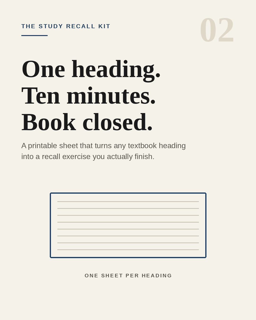 Chapter Reconstruction Sheet — One Heading, Ten Minutes, Book Closed