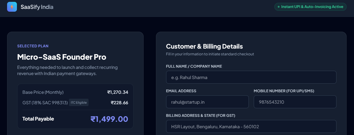 Indian Developer Micro-SaaS & Automation Starter: Razorpay UPI, Auto-Invoicing & CRM Sync