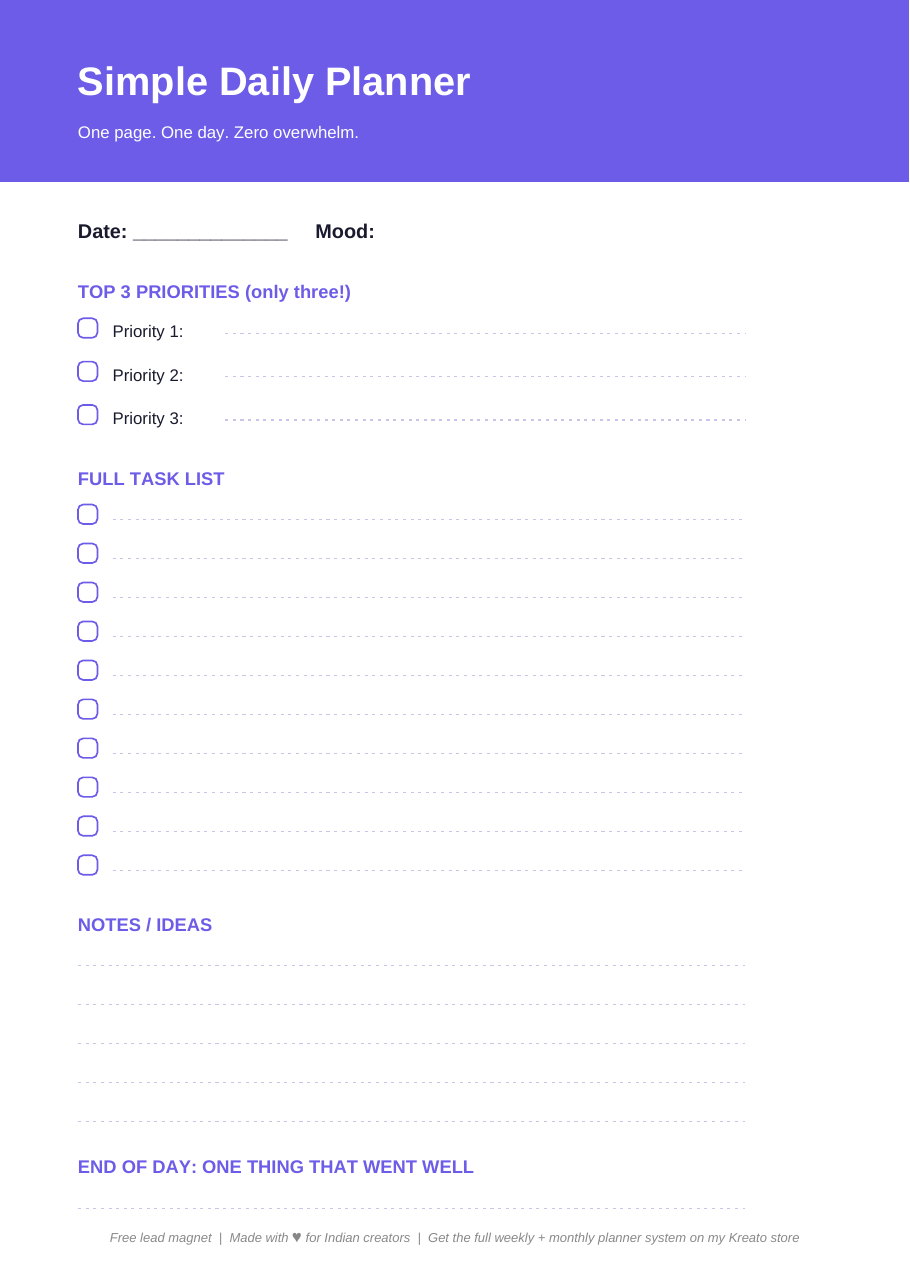 Simple Daily Planner