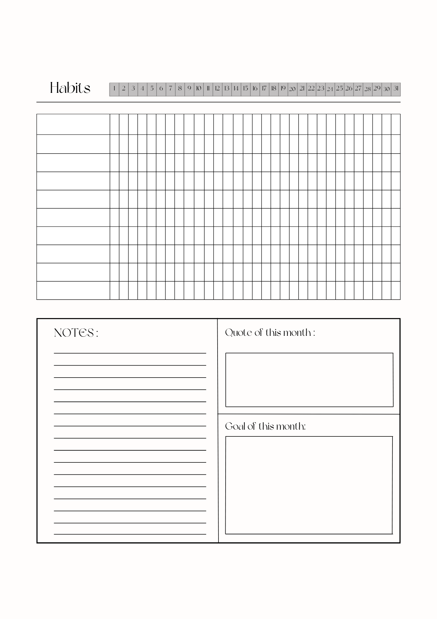 US LETTER | PRINTABLE | HABIT TRACKER